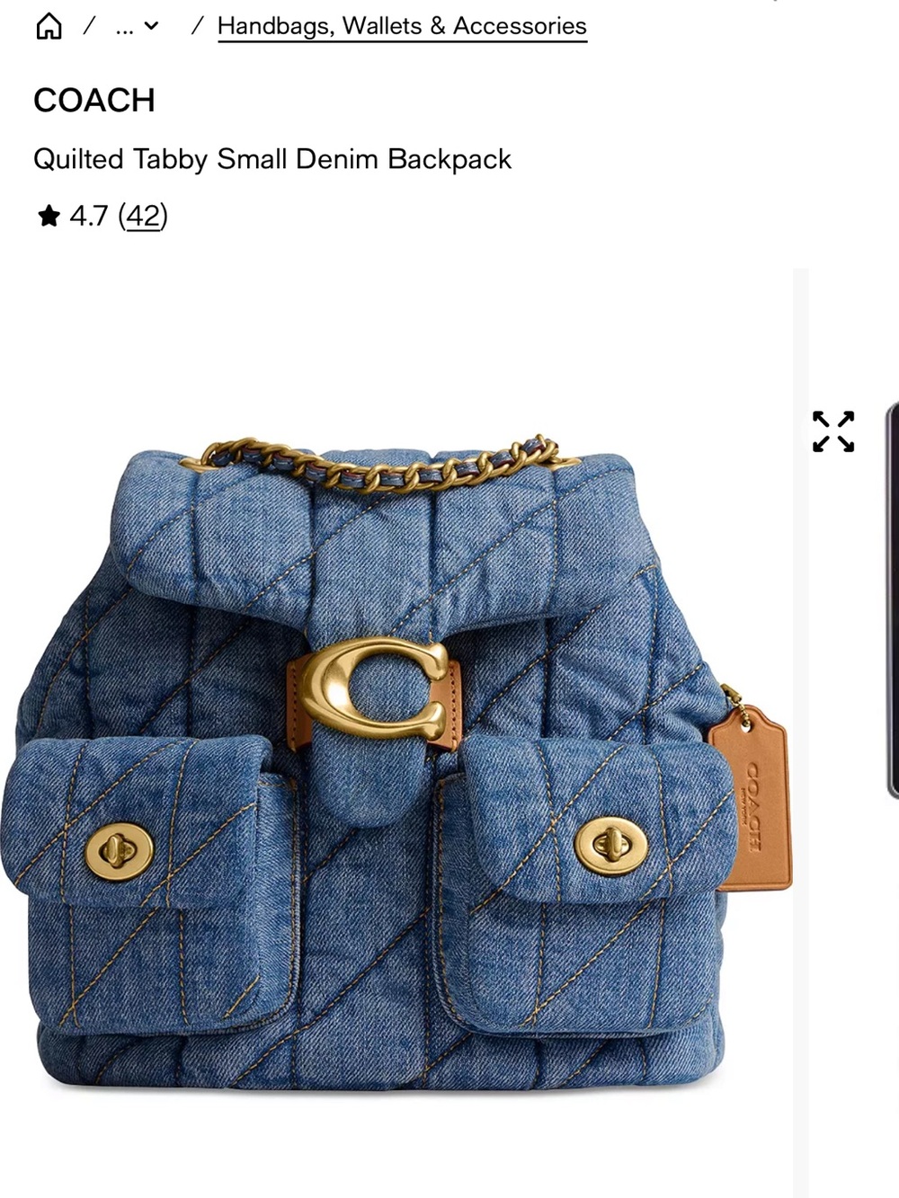 COACH Quilted Denim Tabby Small Backpack